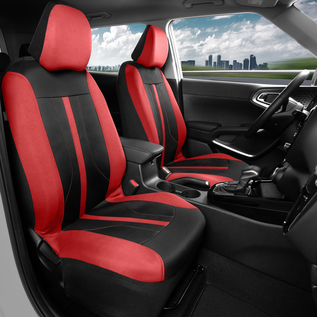 Motor Trend Red Cloth Car Seat Covers for Front Seats - Premium Automotive Bucket Seat Covers, Made for Vehicles with Removable Headrests, Interior Covers for Car Truck Van SUV