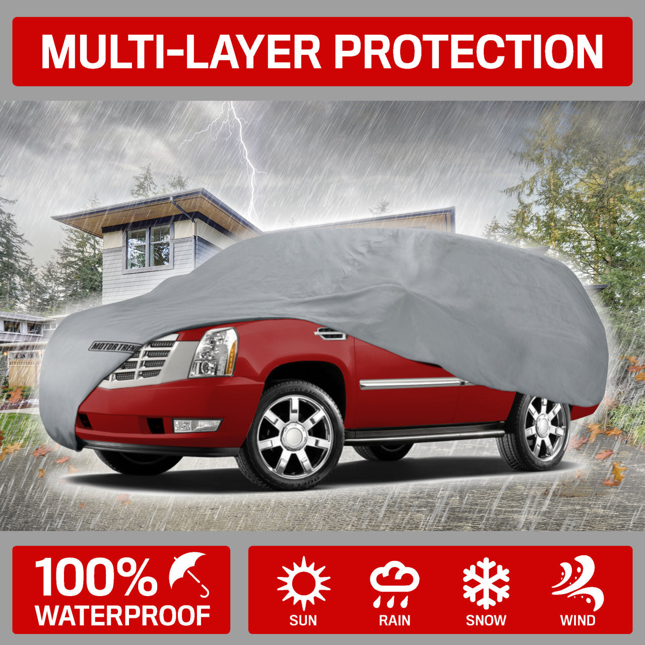 MotorTrend 4-Series Premium Poly Lined Vehicle Cover for Cars, SUVs, Trucks, Vans