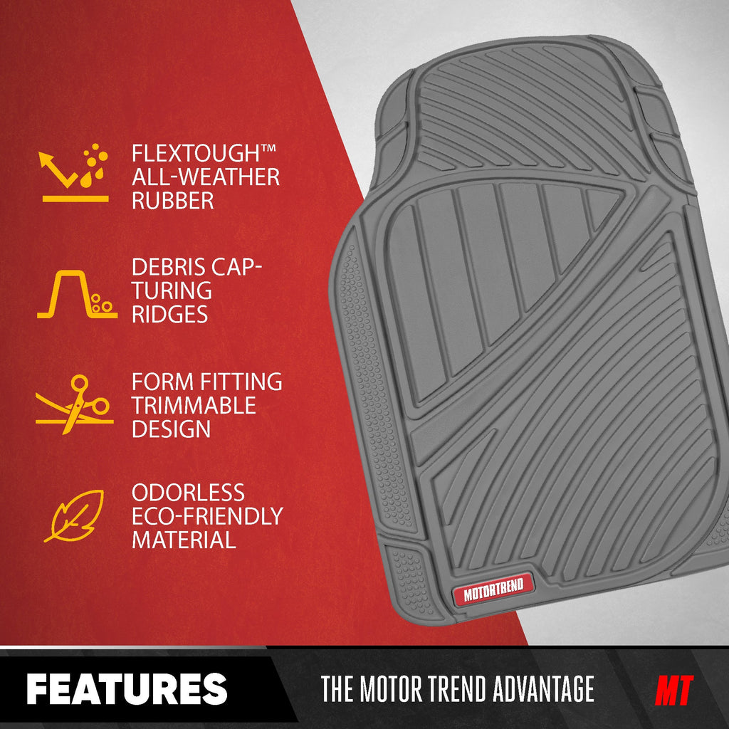 MotorTrend 4-Piece 3-Rows Extra-High Ridgeline Front Floor Mats, Middle Floor Mat, and Rear Floor Mat