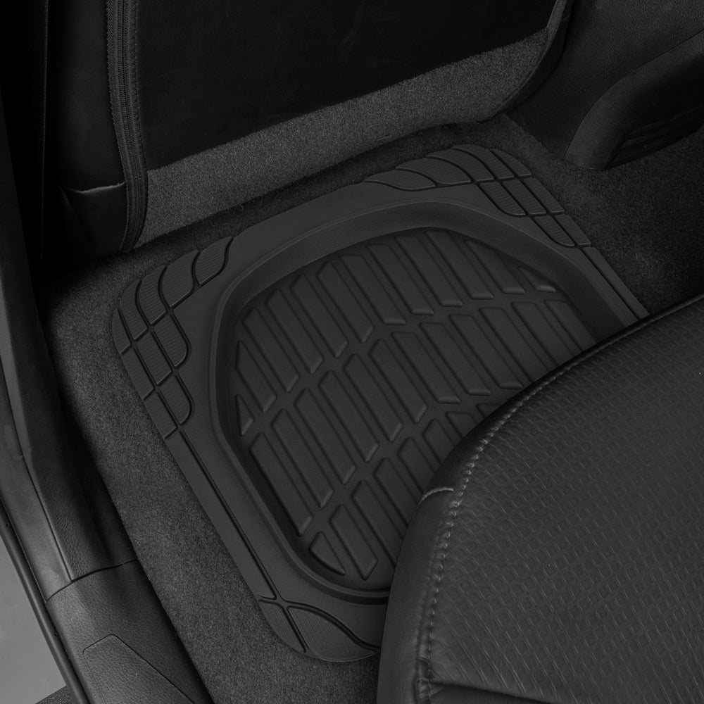 CAT 4-Piece ToughRide Rubber Front Floor Mats and Rear Floor Mats - Heavy Duty, All Weather, Trim to Fit