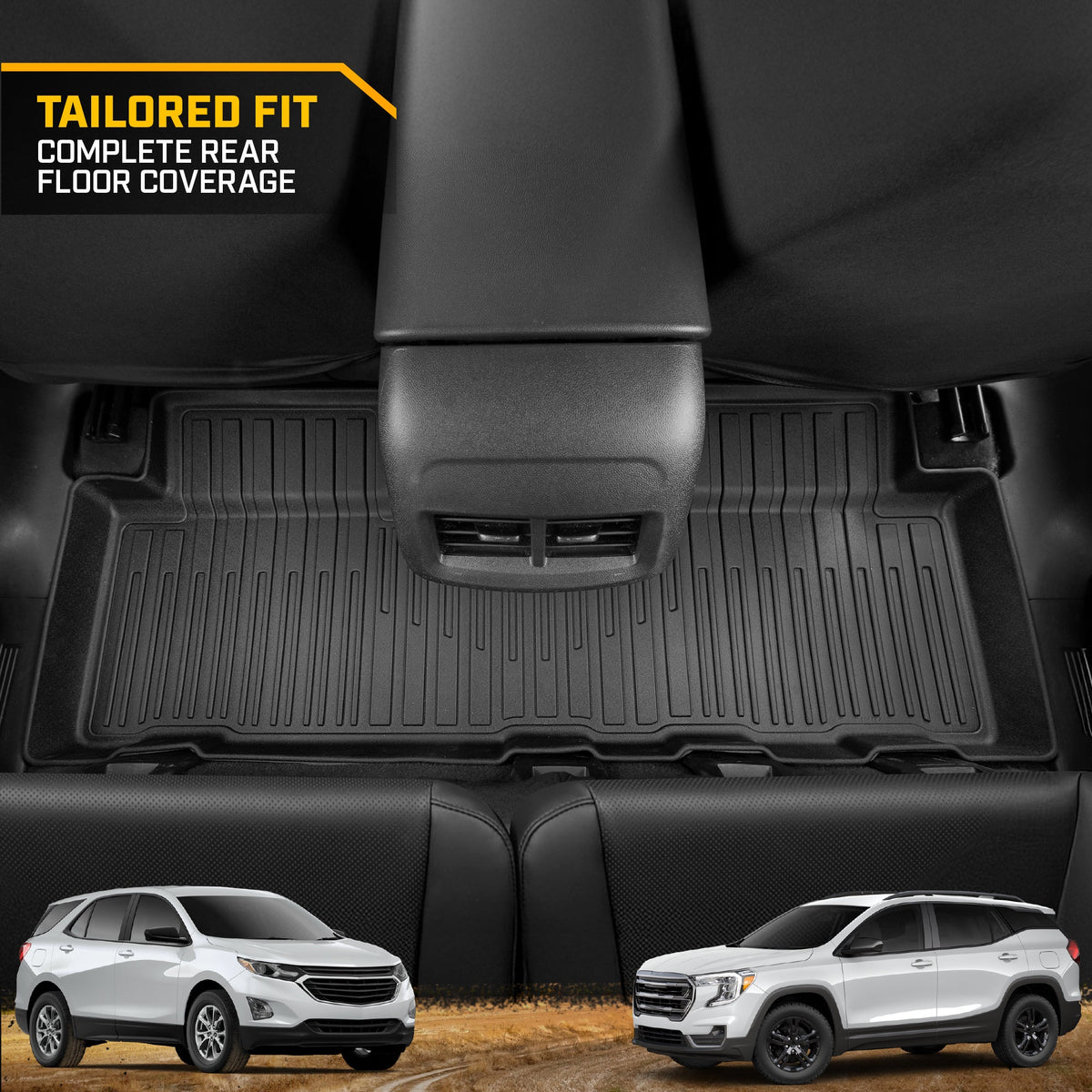 CAT® JustFit™ 3D Custom Fit Floor Mats for Chevy Equinox GMC Terrain 2019 2020 2021 2022 2023 2024 - Heavy Duty Floor Liner Protection Laser Measured, Chevy Equinox Accessories, GMC Terrain Accessories Car Liner