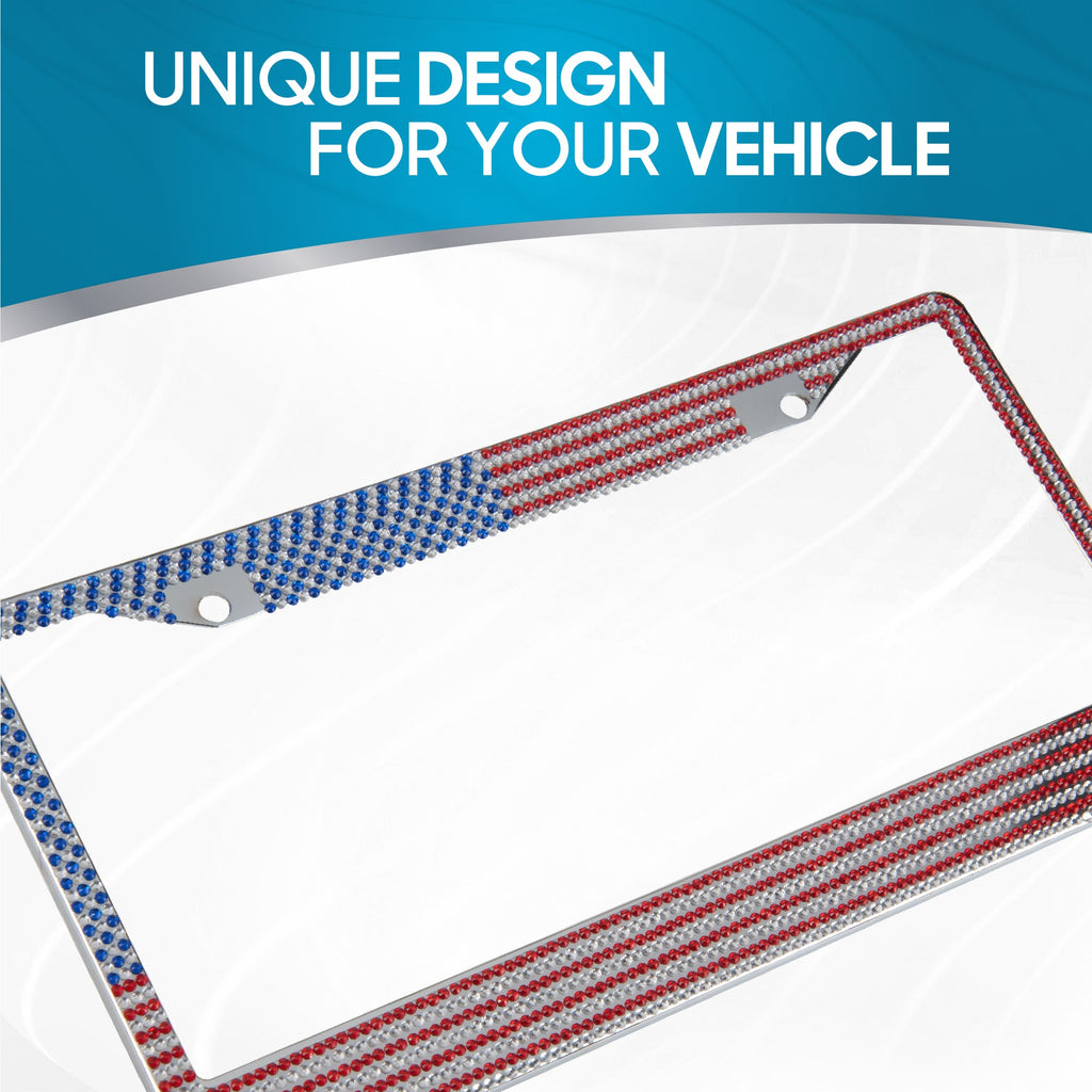Chrome Plated Rust-Proof Die-Cast Stainless Metal License Plate Frame/Holder Universal Size - Blank Metal Design (Pack of 2)