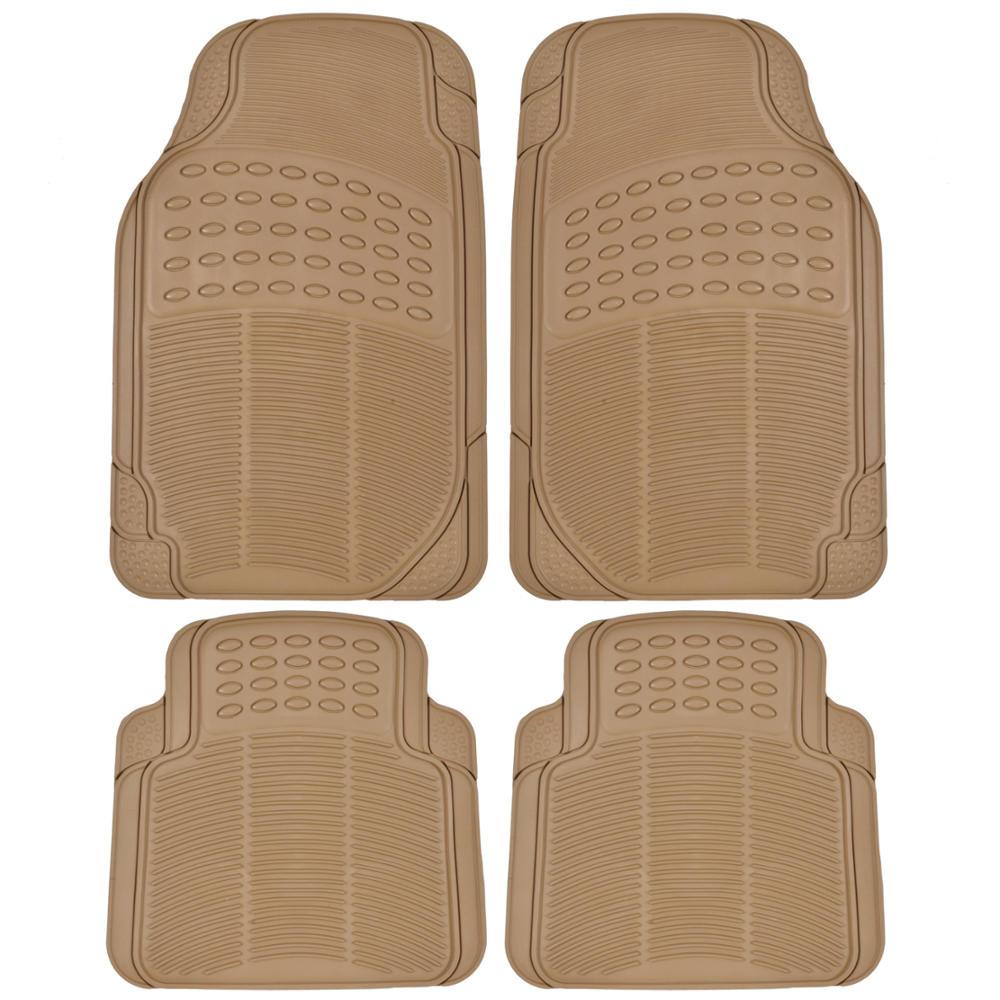 BDK 4-Piece Cushioned Grip Pad Front Floor Mats and Rear Floor Mats - Heavy Duty, All Weather, Trim to Fit
