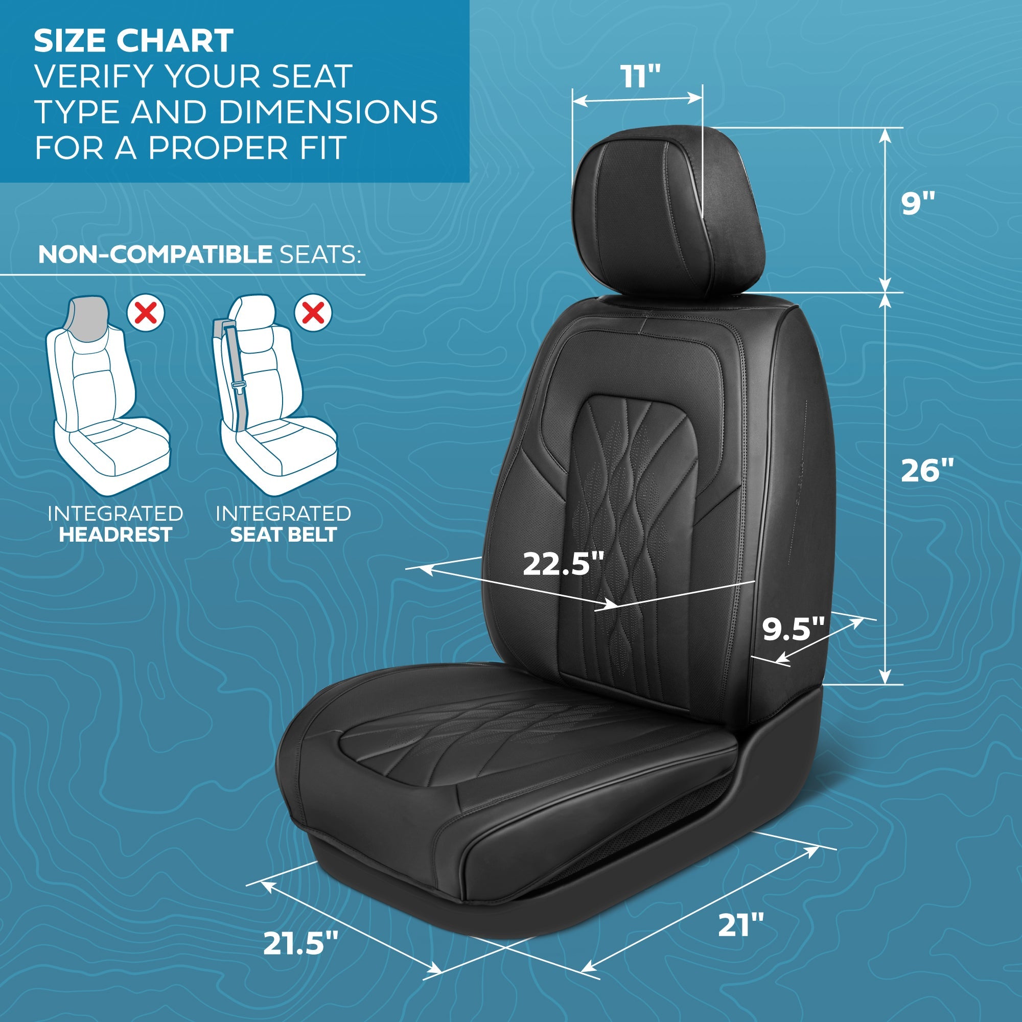 MotorBox Elite Edition Faux Leather Seat Covers for Cars, Trucks, & SUV - 2 Black Car Seat Covers for Front Seats - Universal Fit Car Accessories Automotive Interior Cover Protector for Most Vehicles
