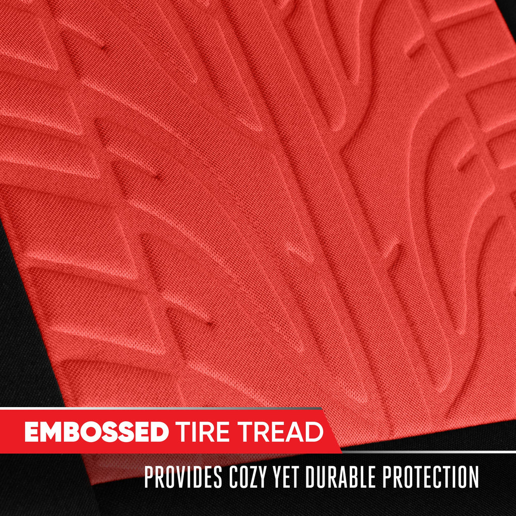 MotorTrend GrandPrix Tire Embossed Front Seat Covers and Rear Seat Covers - Red