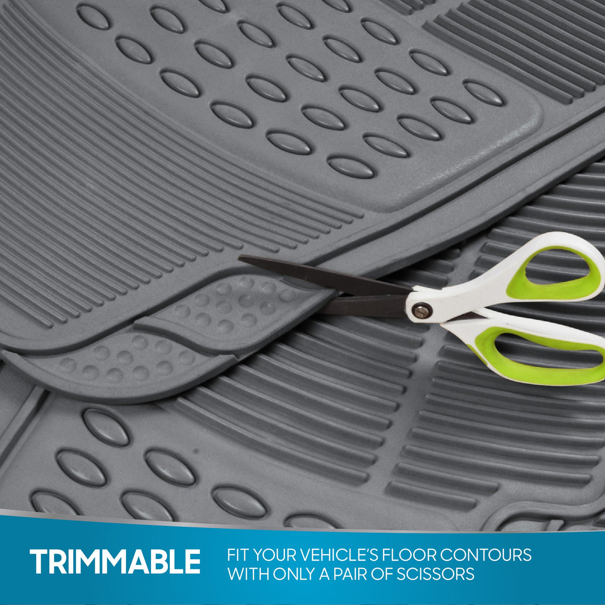 BDK 3-Piece ProLiner Front Floor Mats and Rear Floor Mats - Heavy Duty, All Weather, Trim to Fit