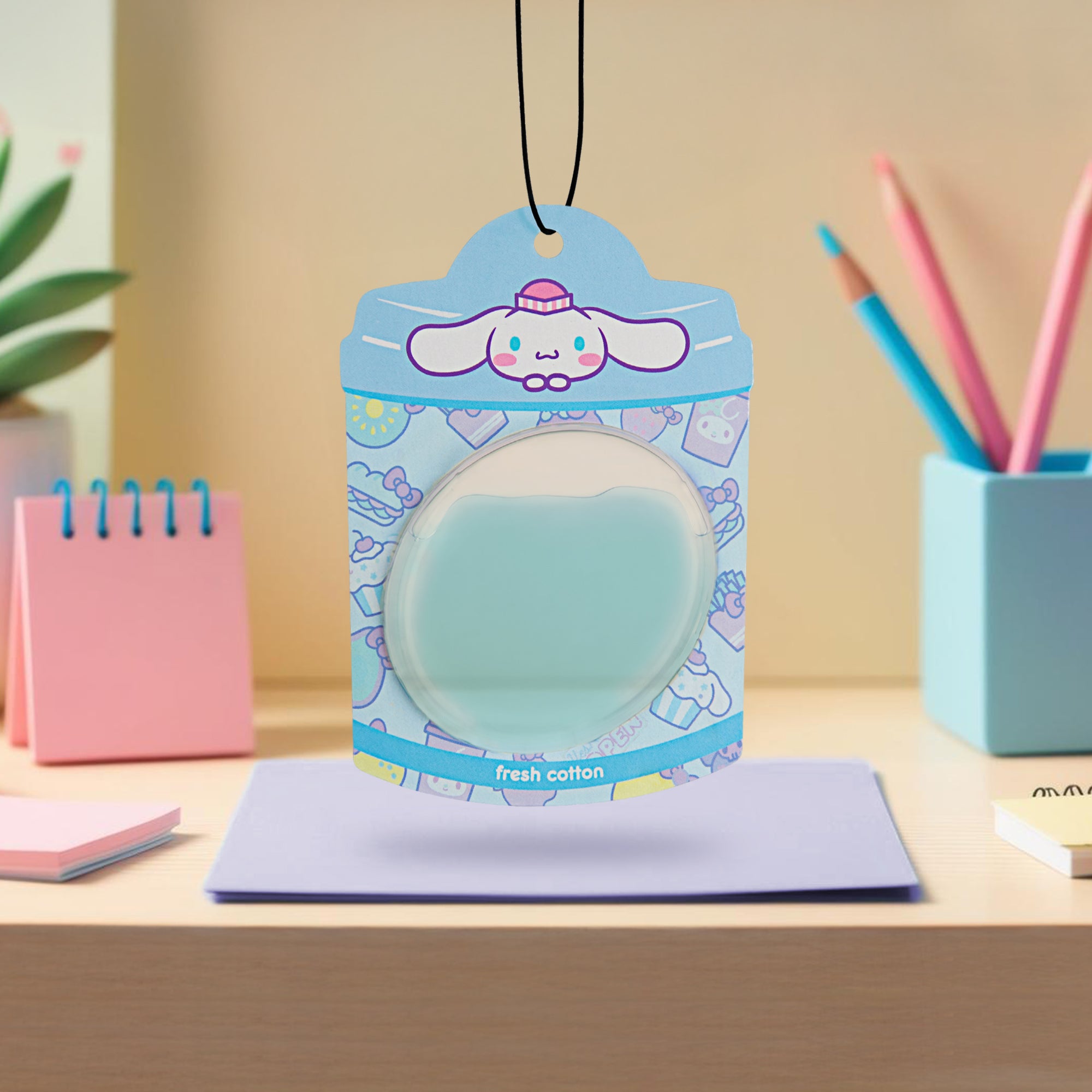 Hello Kitty and Friends Car Air Freshener (Cinnamoroll - Fresh Cotton) Hanging Gel Area Deodorizer, Long-Lasting Car Scents Air Freshener, Cute Automotive Sanrio Accessories Decor, 2-Pack
