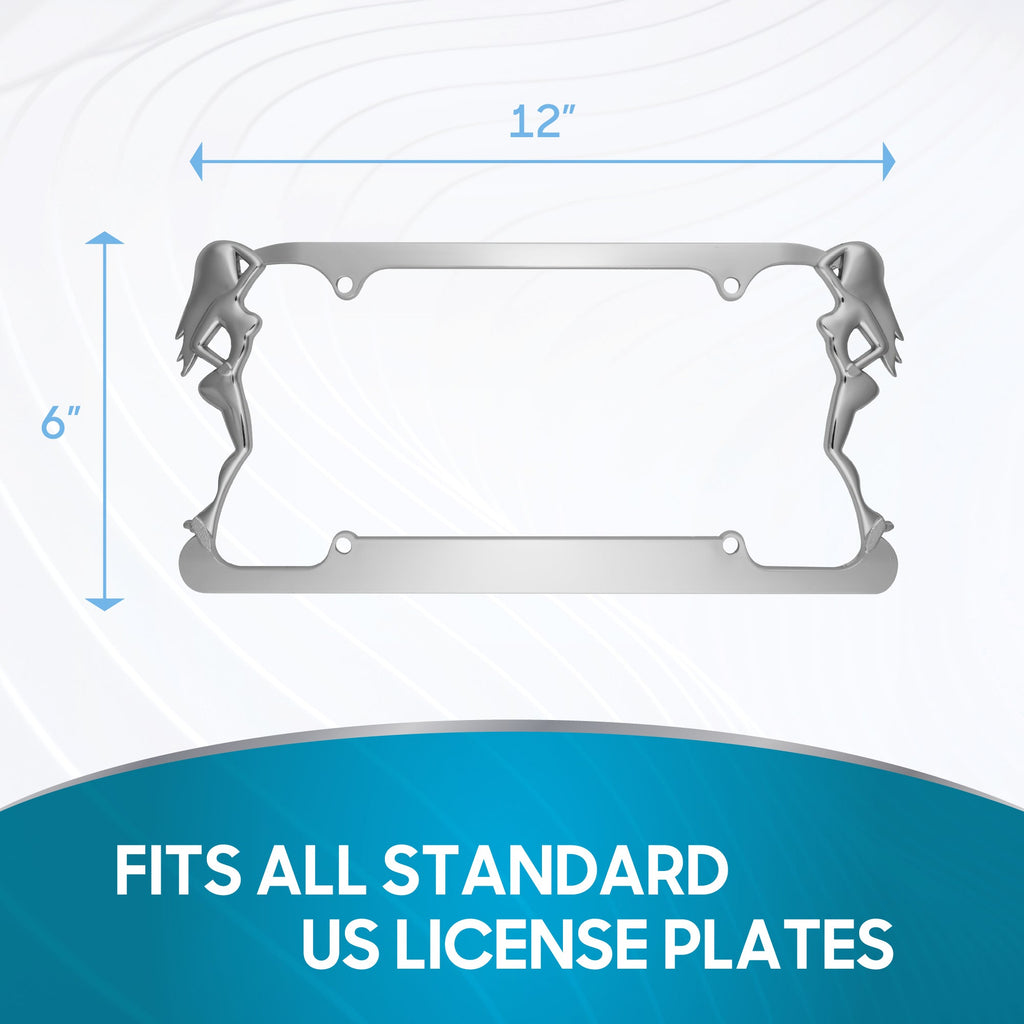BDK Die-Cast Stainless Metal License Plate Frame/Holder Universal Size - Blank Metal Design (Pack of 2)