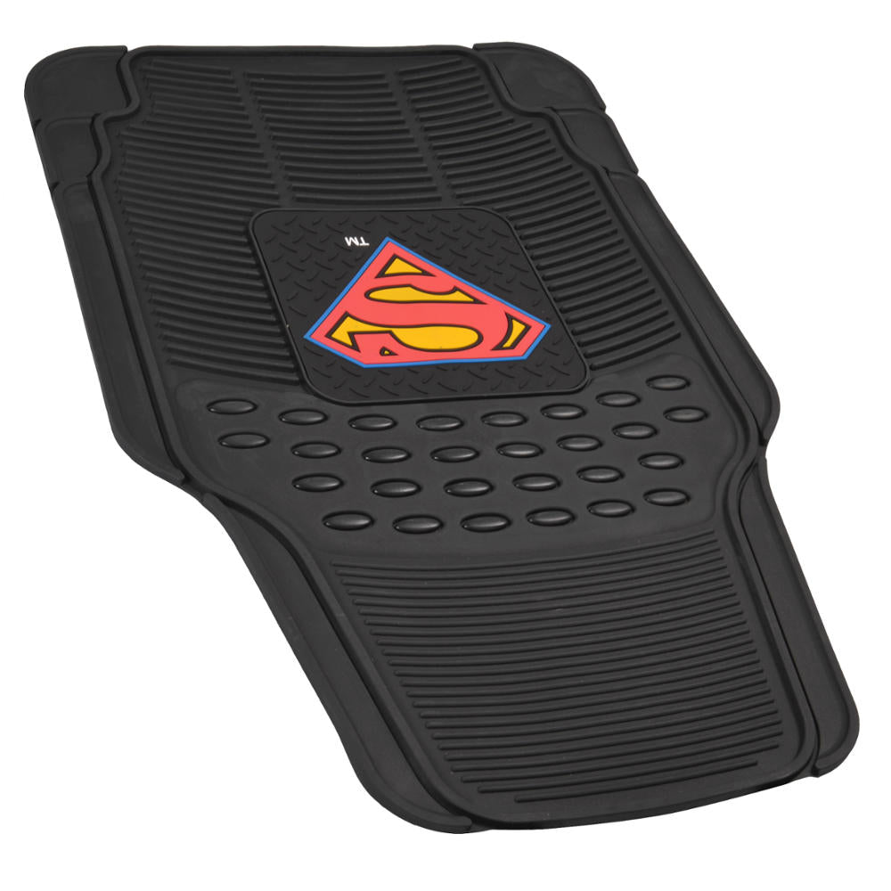 BDK Armored Super Hero Car Floor Mats - Officially Licensed DC Comics - All Weather Heavy Duty Auto Interior Liners for Car Truck Van SUV (Multiple Styles)