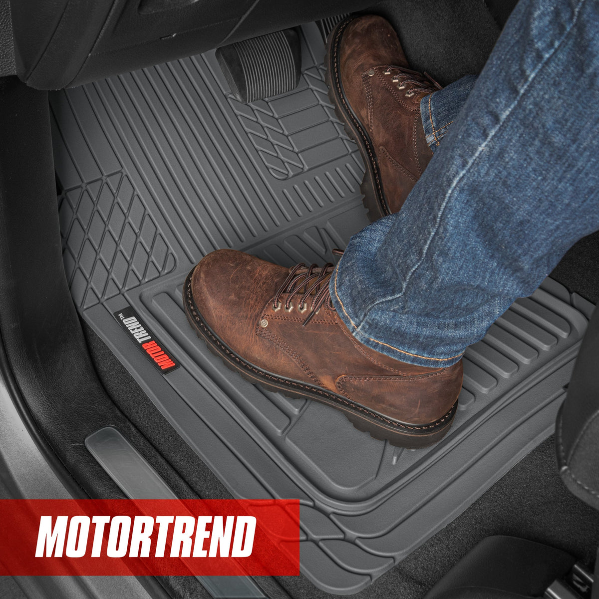 MotorTrend 3-Piece FlexTough Advanced Rubber Multi-Channel Front Floor Mats and Rear Floor Mat