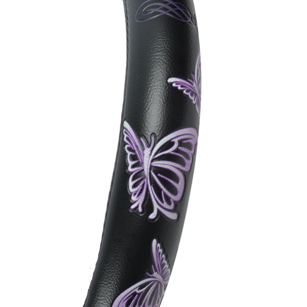 BDK 12-Piece Butterfly Front Seat Covers, Rear Seat Covers, Seat Belt Pads, and Steering Wheel Cover (Fits 14.5" - 15.5")
