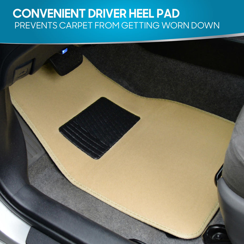 BDK 4-Piece Premium Carpet Non-Slip Heel Pad Front Floor Mats and Rear Floor Mats