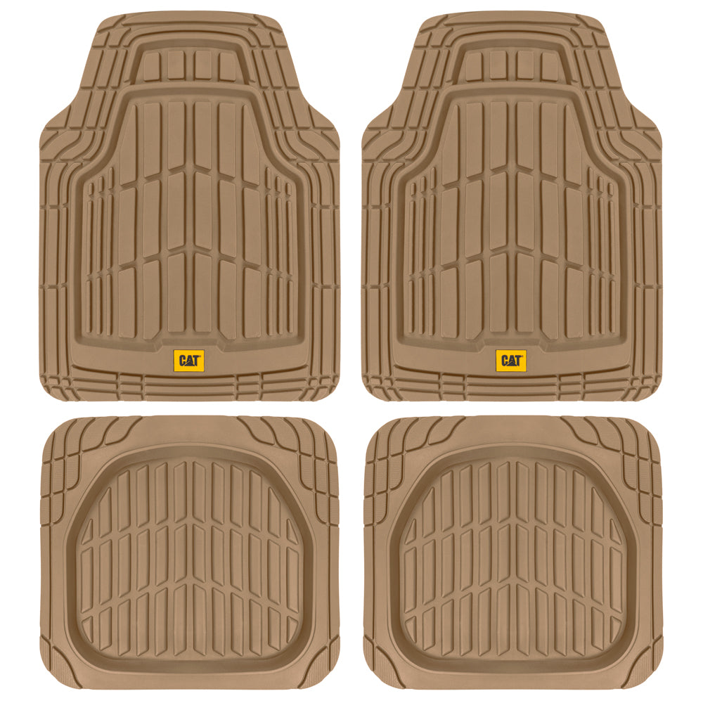 CAT 4-Piece ToughRide Rubber Front Floor Mats and Rear Floor Mats - Heavy Duty, All Weather, Trim to Fit