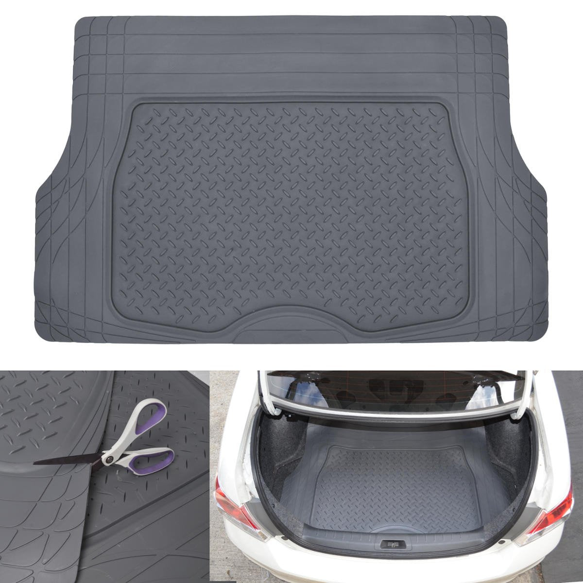 MotorTrend Utility Trunk/Cargo Liner Mat - Heavy Duty, All Weather, Trim to Fit