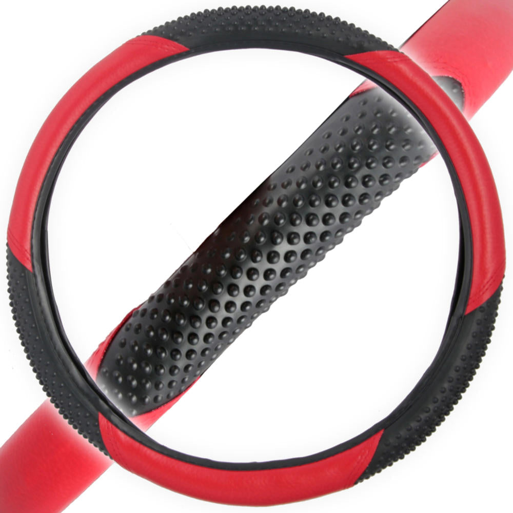 BDK Ergonomic Sport Massage Grip Steering Wheel Cover (Fits 14.5" - 15.5")