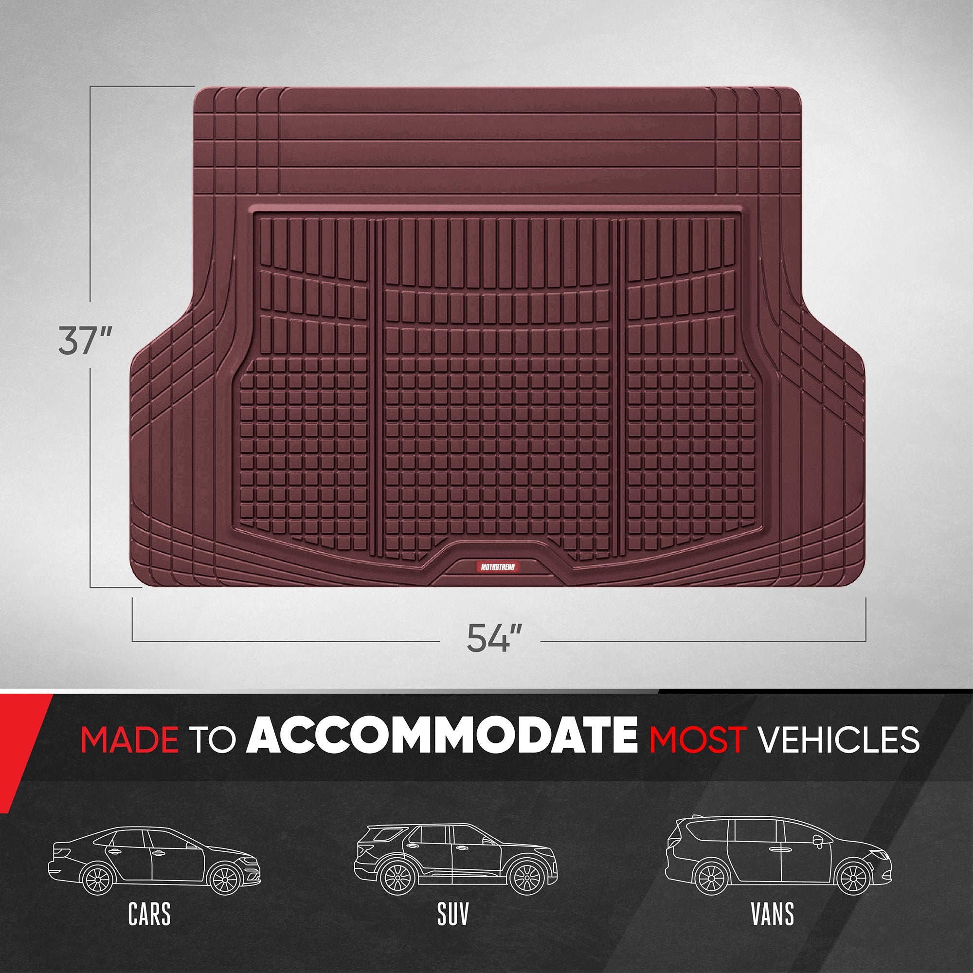 Motor Trend FlexTough Rear Cargo Mat - Heavy-Duty Trimmable Car Trunk Mat for Back of SUV, Universal Rear Cargo Liner for SUV, Flexible Trunk Liner, Automotive Floor Mats & Cargo Liners (Burgundy)