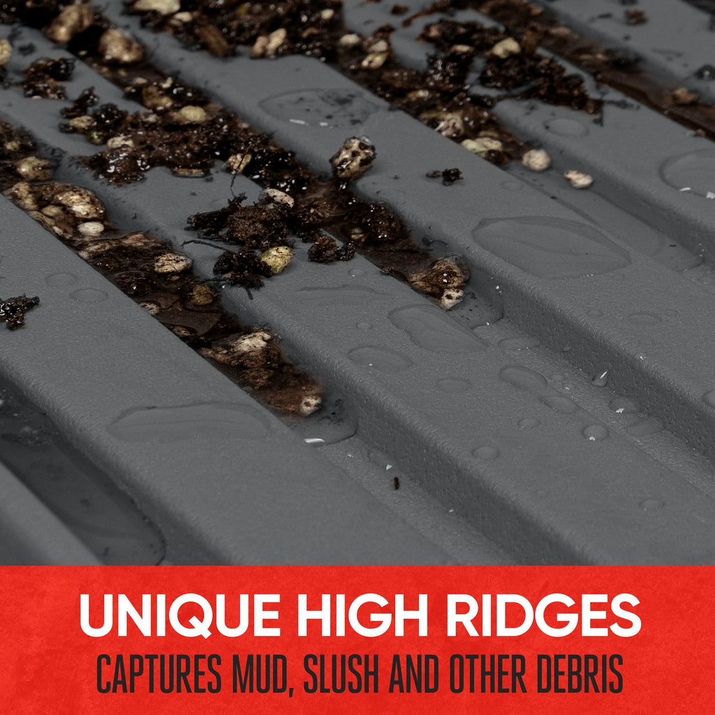 MotorTrend 3-Piece FlexTough Advanced Rubber Multi-Channel Front Floor Mats and Rear Floor Mat