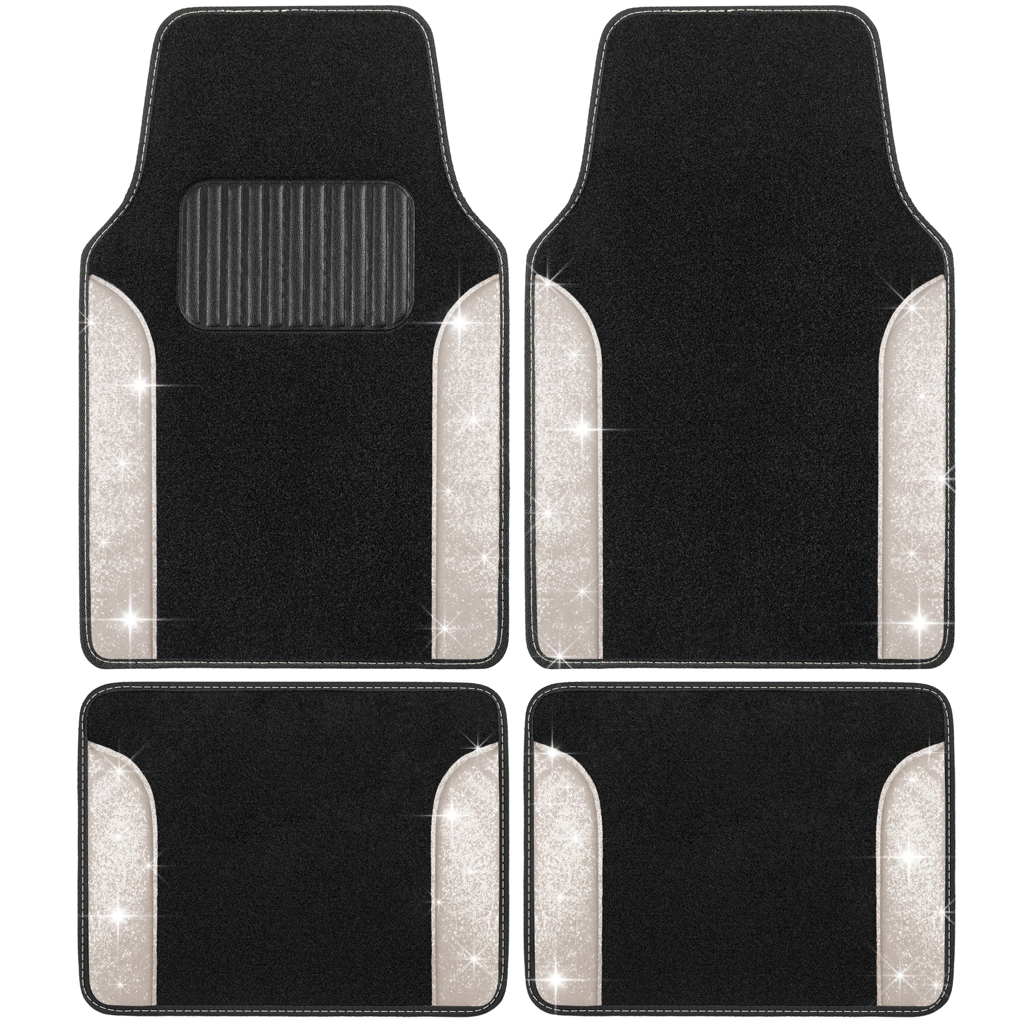 Carbella 4-Piece Sparkle Glitter Front Floor Mats and Rear Floor Mats