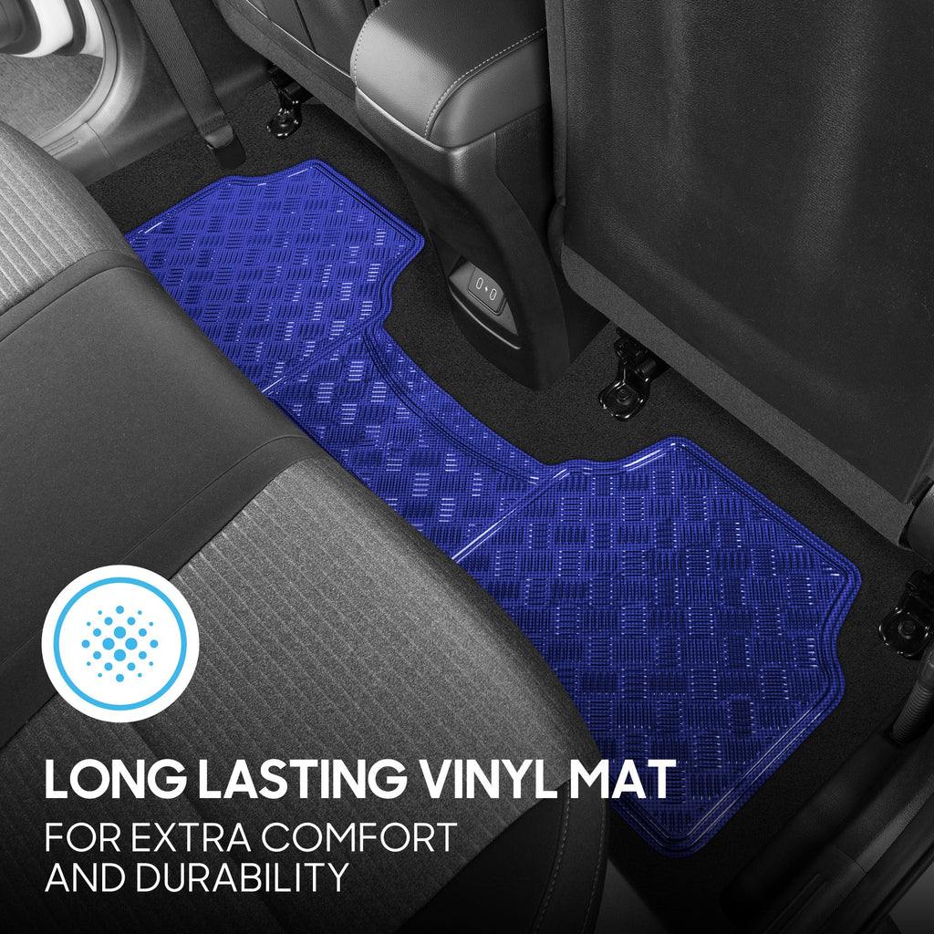 BDK 3-Piece Translucent Metallic-Look Front Floor Mat and Rear Floor Mat - Heavy Duty, All Weather