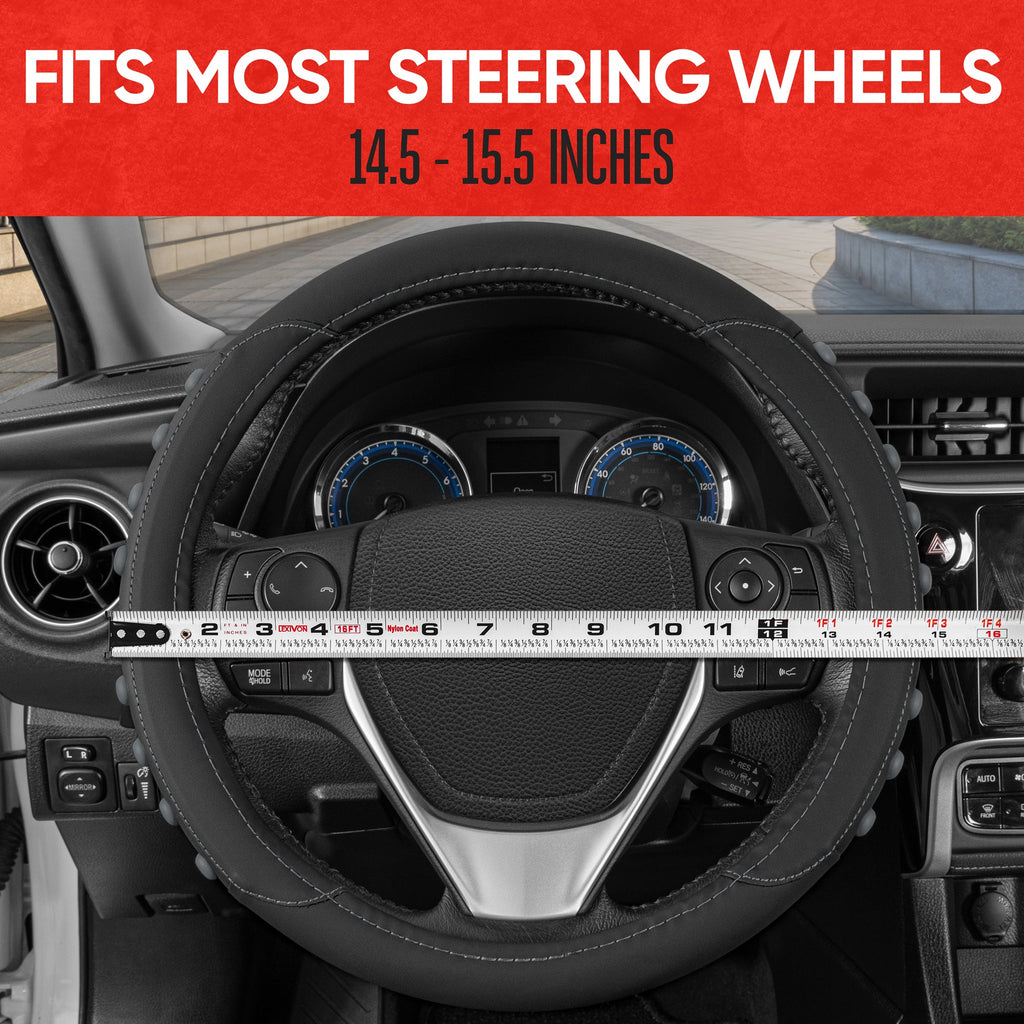 MotorTrend FlexGrip Steering Wheel Cover with Raised Bump Grips (Fits 14.5" - 15.5")
