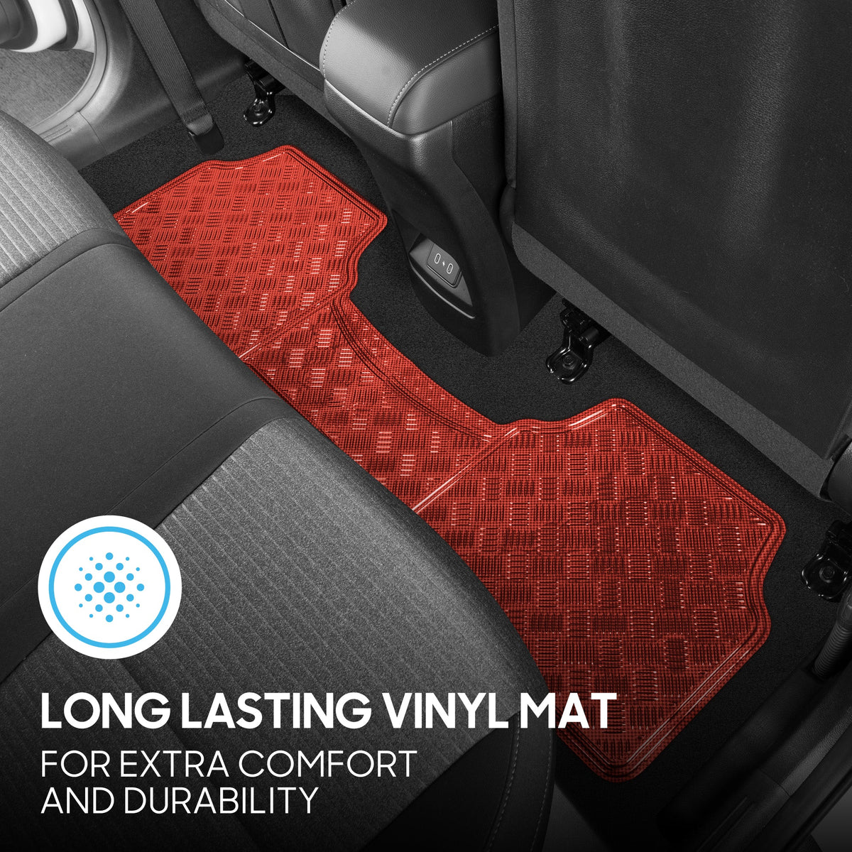 BDK 3-Piece Translucent Metallic-Look Front Floor Mat and Rear Floor Mat - Heavy Duty, All Weather