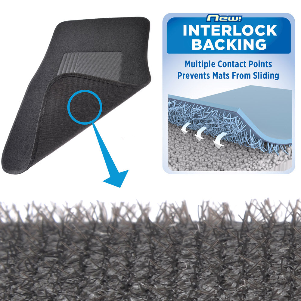 MotorTrend 4-Piece Premium Inter-Lock Backing Carpet Front Floor Mats and Rear Floor Mats
