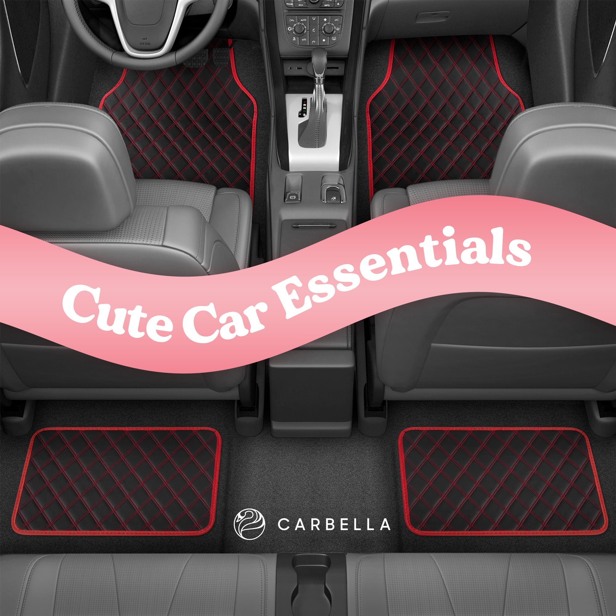 Carbella 4-piece DiamondLuxe Front Floor Mats and Rear Floor Mats - Red