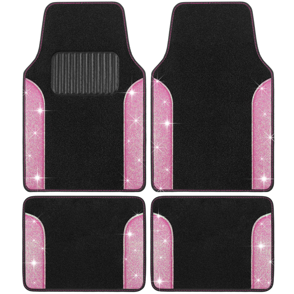Carbella 4-Piece Sparkle Glitter Front Floor Mats and Rear Floor Mats