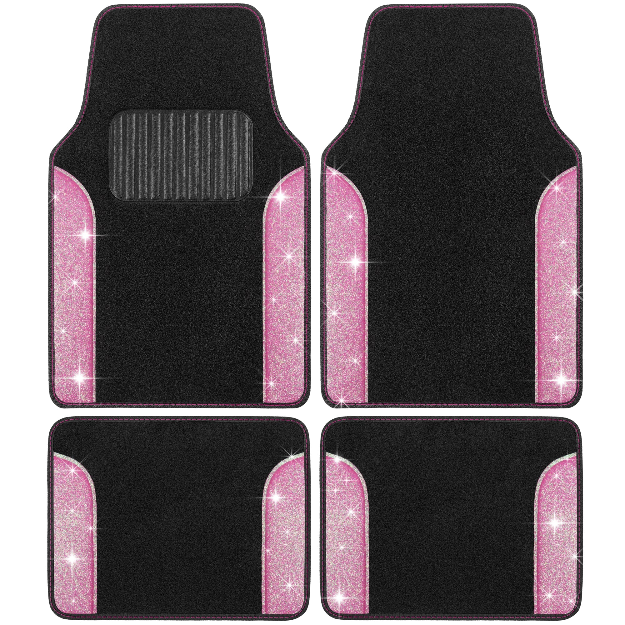 Carbella 4-Piece Sparkle Glitter Front Floor Mats and Rear Floor Mats