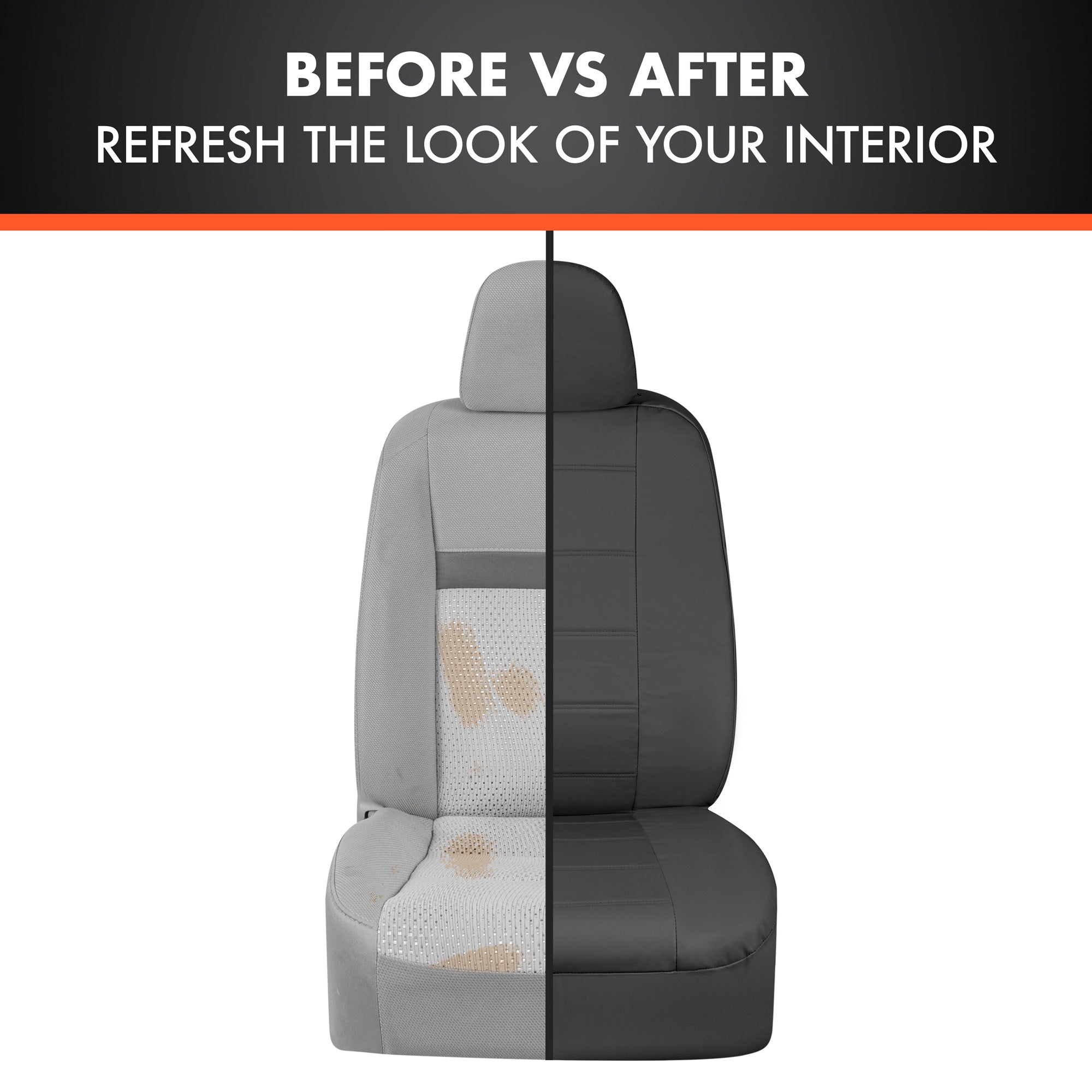 BDK 9-Piece Premium Faux Leather Front Seat Covers and Rear Seat Covers