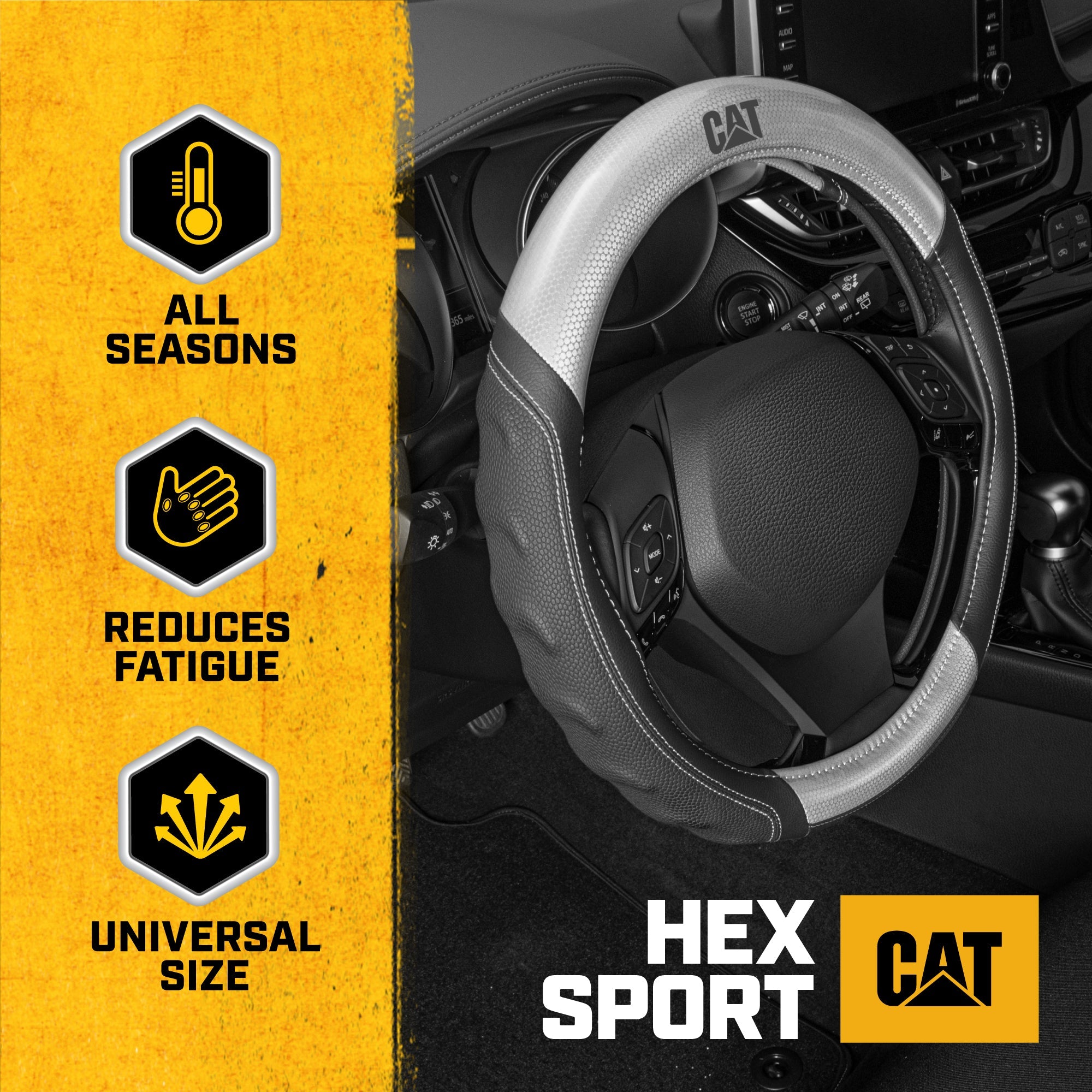 CAT ErgoDrive Faux Leather Steering Wheel Cover (Fits 14.5" - 15.5")