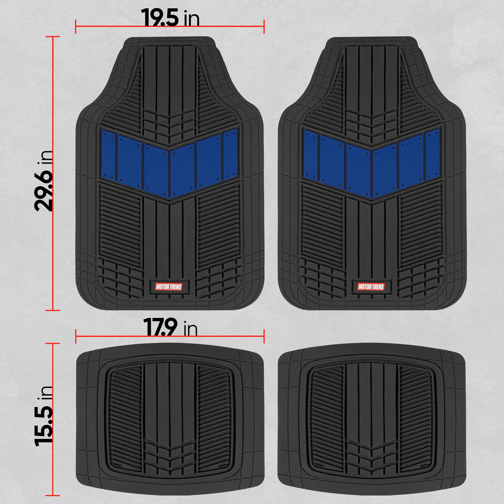 MotorTrend 4-Piece DualFlex Deep Drainage Channels Front Floor Mats and Rear Front Floor Mats - Heavy Duty, All Weather, Trim to Fit