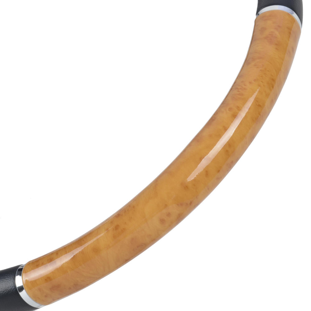 MotorTrend Wood Grain Soft Leather Grip Steering Wheel for Big Rigs, Trailers, Trucks (Fits 18")