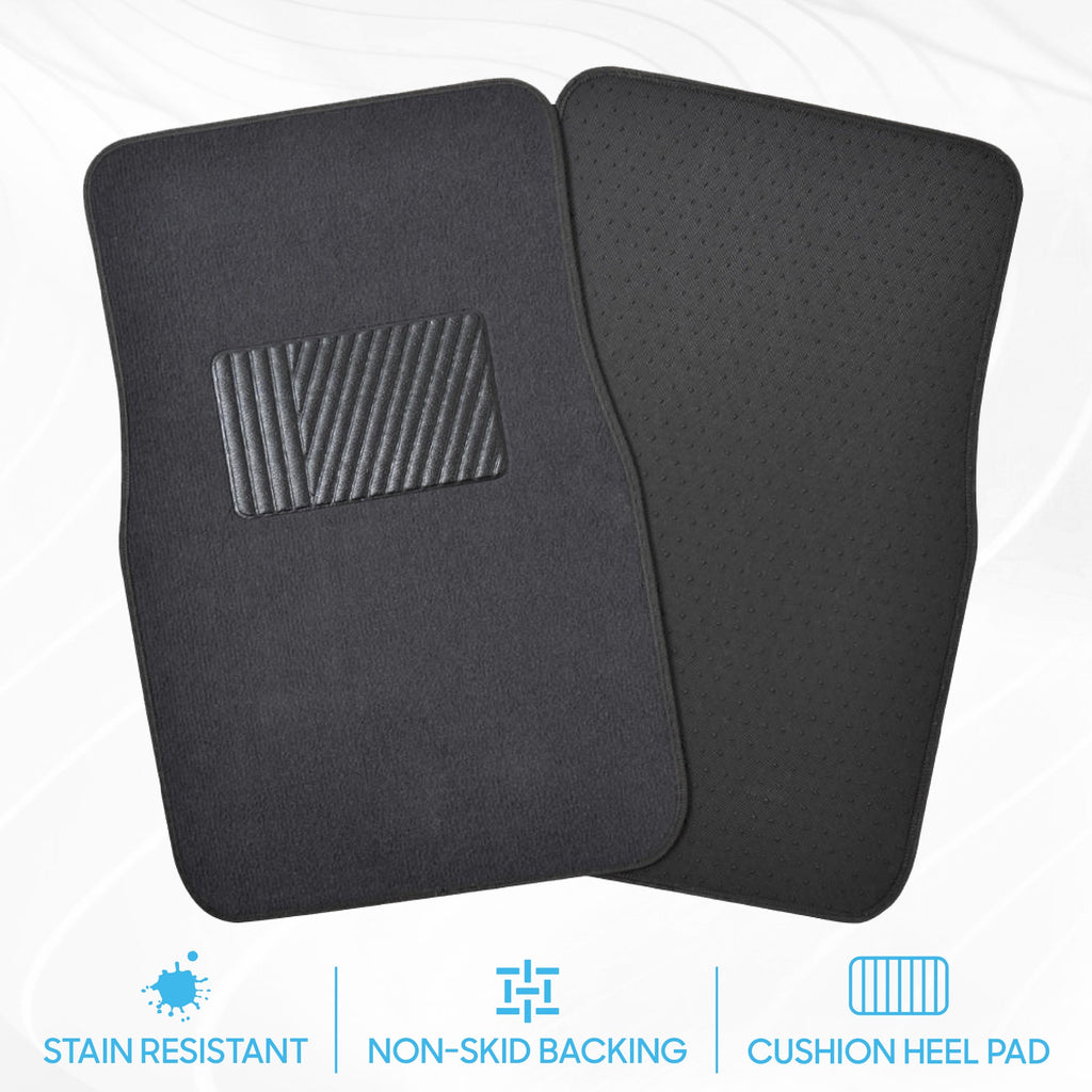 BDK 4-Piece Premium Carpet Non-Slip Heel Pad Front Floor Mats and Rear Floor Mats