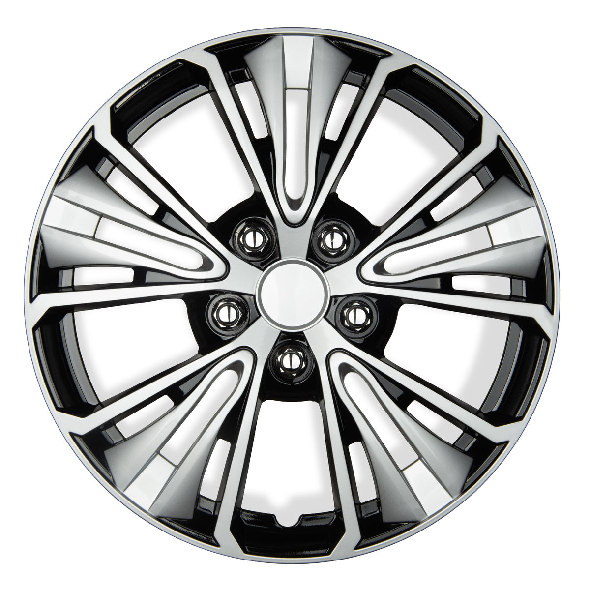 BDK 16 Inch Hubcaps Set of 4 - OEM Replacement Snap-On Wheel Rim Covers - Universal Fit Car Wheel Cover for Cars, Trucks, SUV, Vans Durable ABS Black & Silver 5-Spoke Hub-Cap Car Accessories Exterior