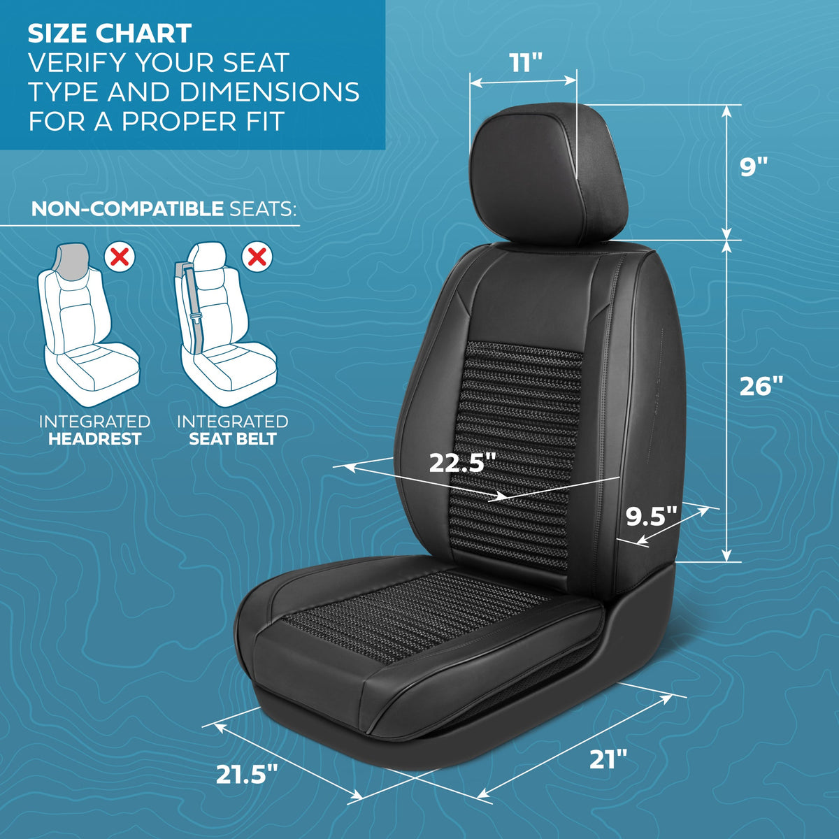 MotorBox Elite Edition Faux Leather & All Weather Wicker Seat Covers for Cars, Trucks, & SUV - 2 Black Car Seat Covers for Front Seats - Universal Fit Car Accessories Automotive Interior Protector