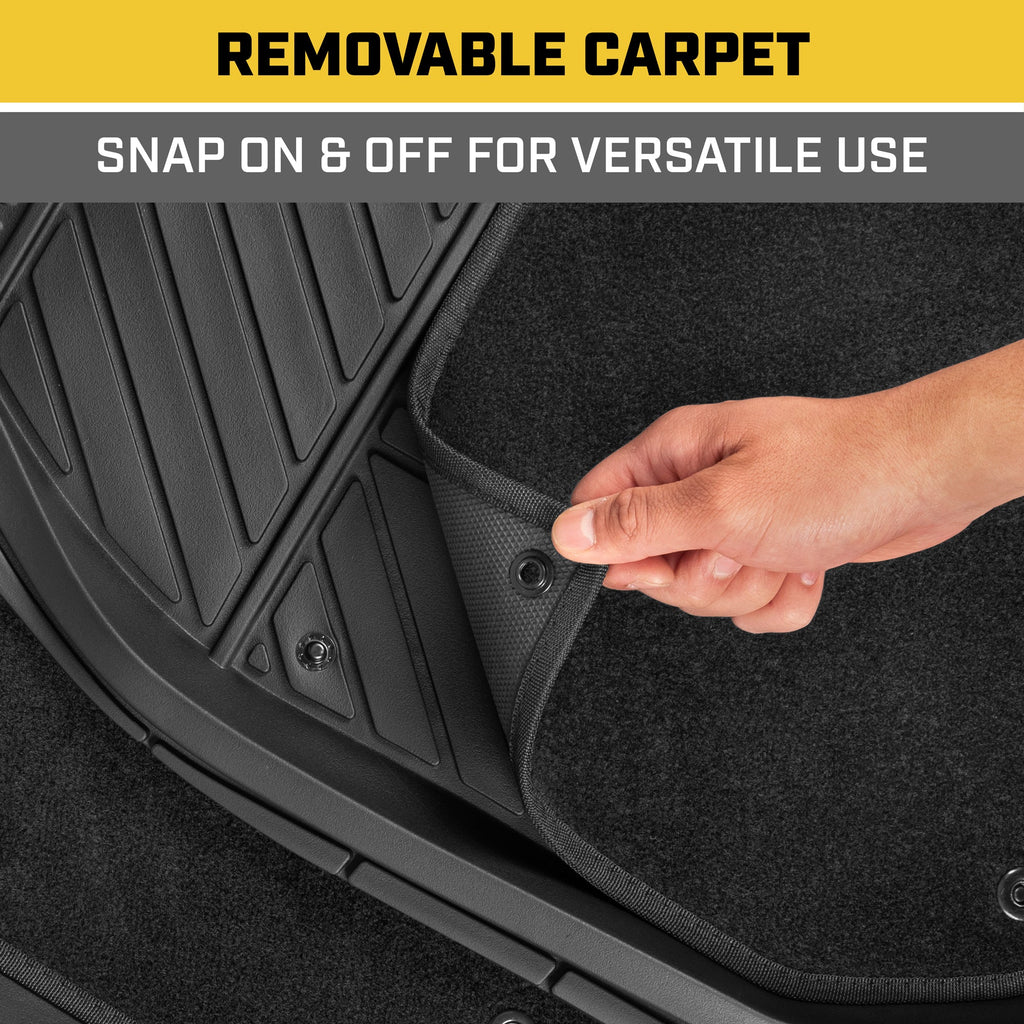 CAT 4-Piece Detachable Carpet Deep Dish Front Floor Mats and Rear Floor Mats - Heavy Duty, All Weather, Trim to Fit