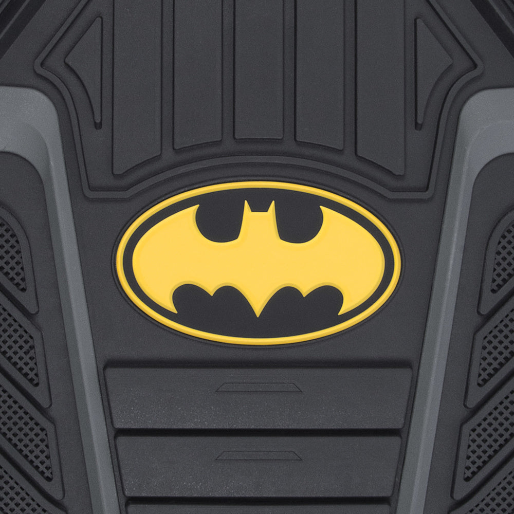Warner Bros DC Comics 2-Piece Armored Batman Logo Front Floor Mats - Heavy Duty, All Weather, Trim to Fit