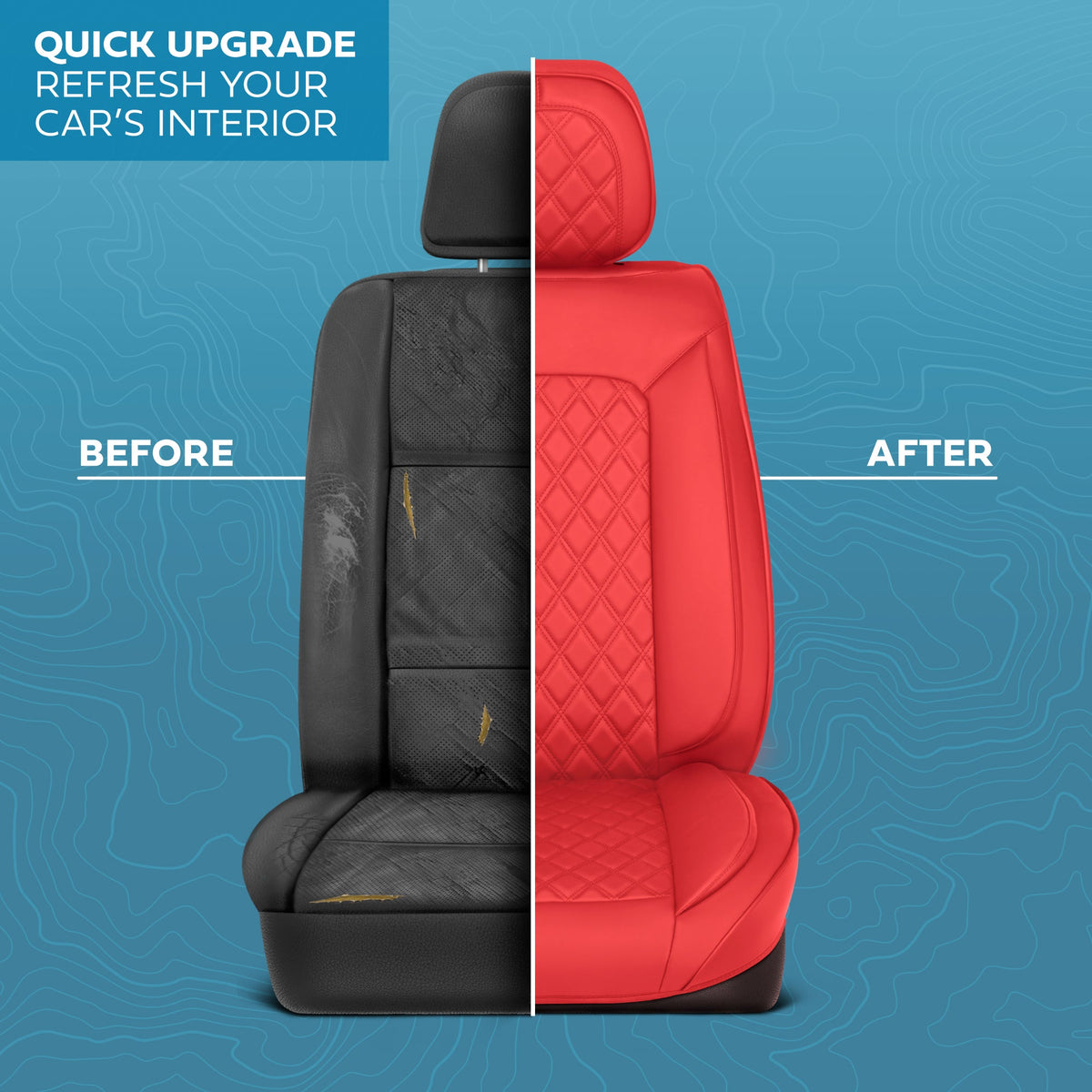 MotorBox Elite Edition Faux Leather Seat Covers for Cars, Trucks, & SUV - 2 Red Car Seat Covers for Front Seats - Universal Fit Car Accessories Automotive Interior Cover Protector for Most Vehicles