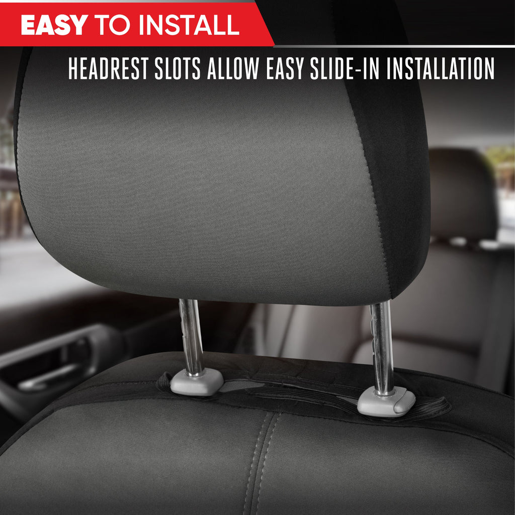 Motor Trend Charcoal Gray Car Seat Covers Set - 2 Front Seats – Spill-Proof Neoprene CarSeat Cover Protector for Cars – Automotive Interior Car Accessories for SUV & Small Trucks – Semi Universal Fit