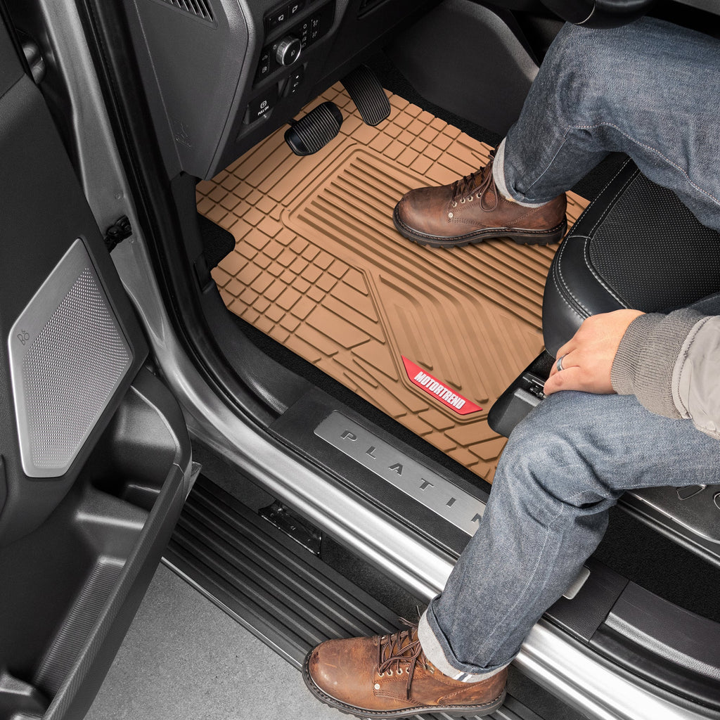 MotorTrend 3-Piece Raised Ridge Multi-Channel Front Floor Mats and Rear Floor Mat - Heavy Duty, All Weather, Trim to Fit