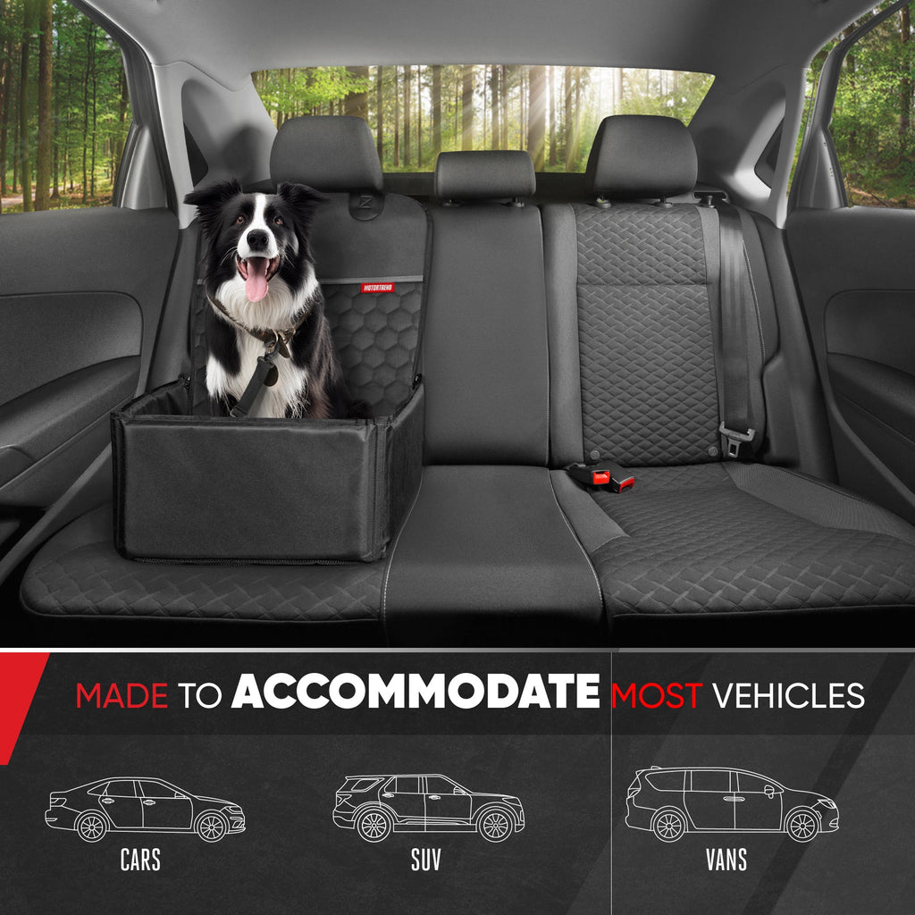 Motor Trend Dog Car Seat - 2 in 1 Waterproof Foldable Bucket Style Truck Dog Booster for Medium Size and Small Dogs – Pet Car Protector & Pet Anxiety Seat - Universal Fit for Cars, Trucks, & SUV