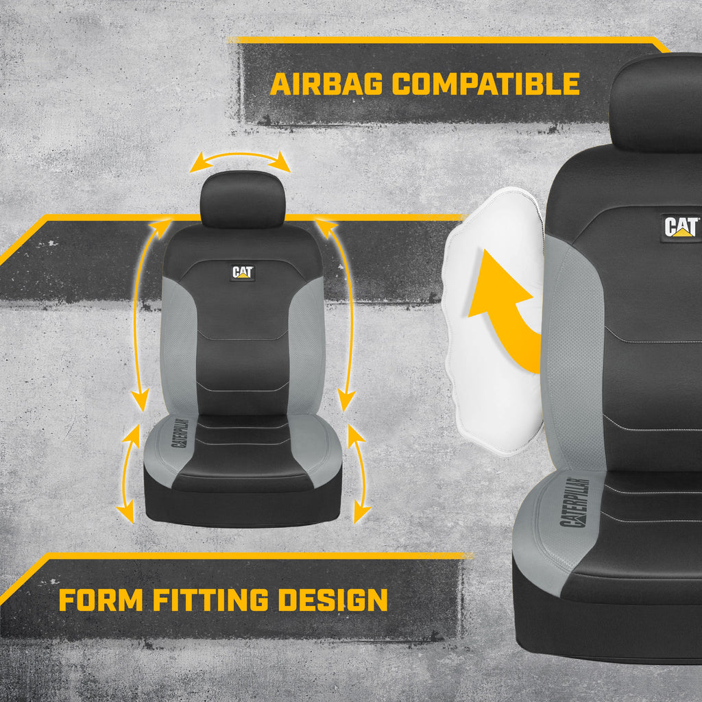 CAT 2-Pack FlexFit Front Seat Covers with Hexagonal Design