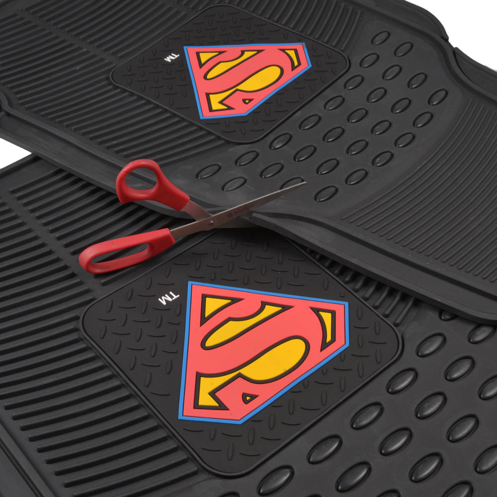 BDK Armored Super Hero Car Floor Mats - Officially Licensed DC Comics - All Weather Heavy Duty Auto Interior Liners for Car Truck Van SUV (Multiple Styles)