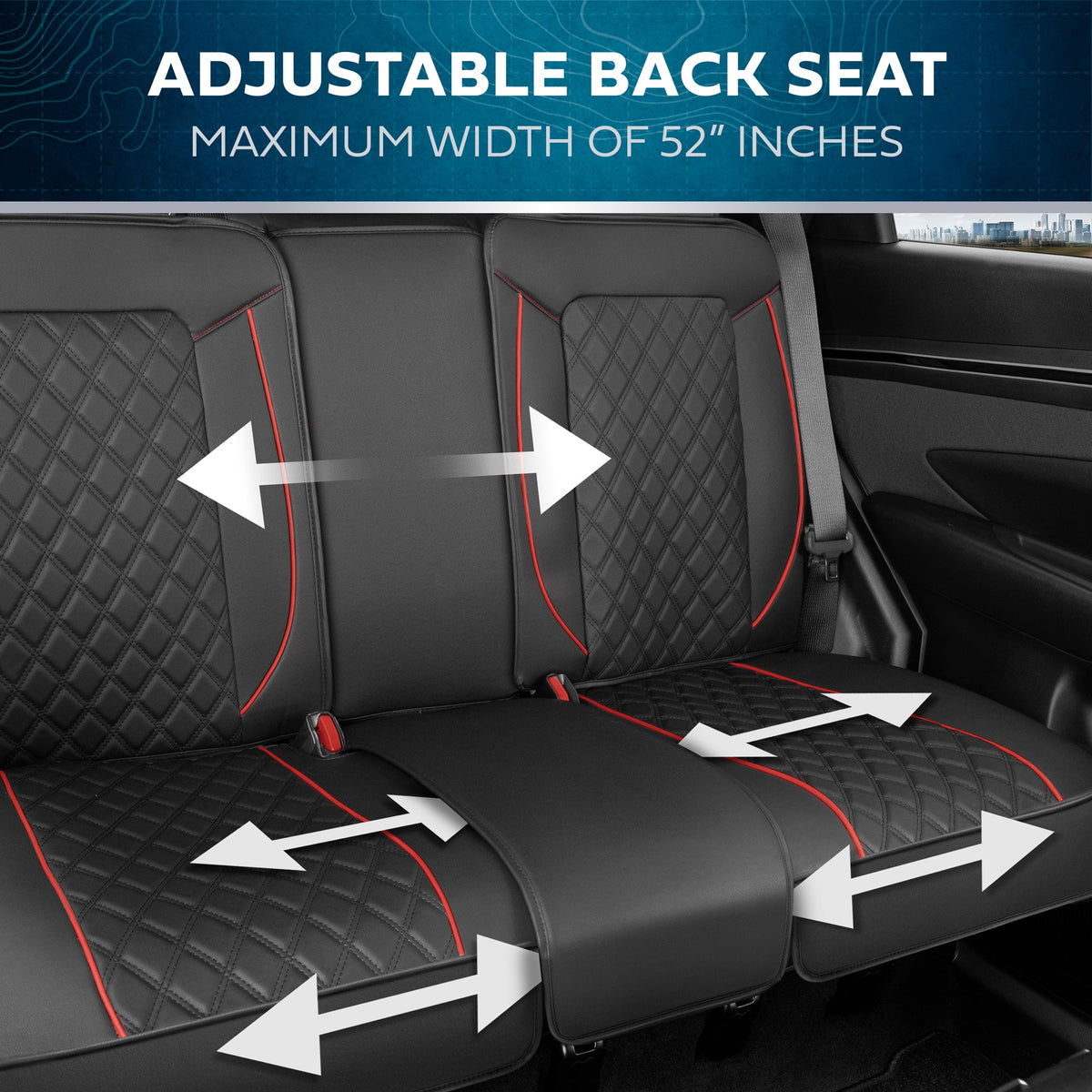 MotorBox 7-piece Prestige Edition Premium Faux Leather Diamond Stitched Cushion Rear Seat Covers