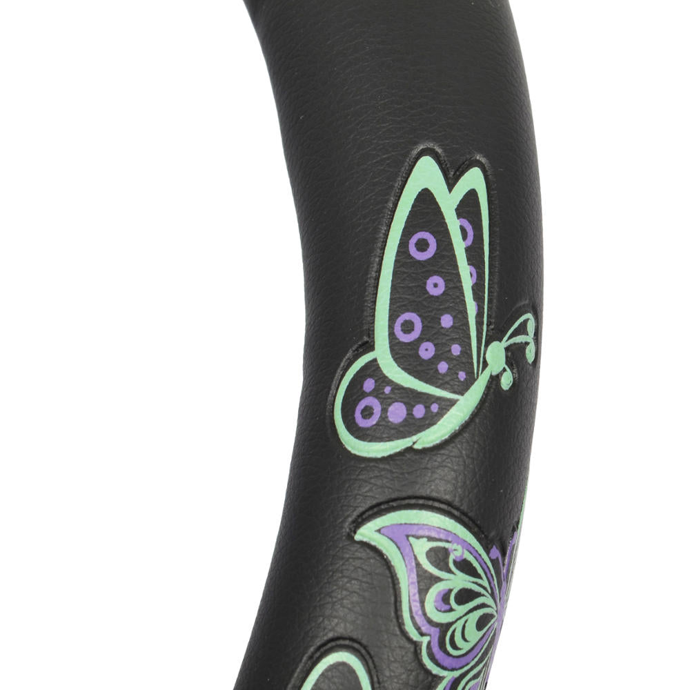 BDK GripGrab Comfort Grip Purple/Green Butterflies Steering Wheel Cover (Fits 14.5" 15.5")