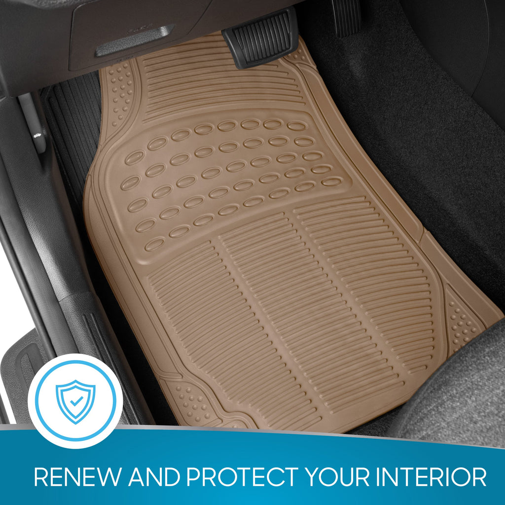 BDK 4-Piece Cushioned Grip Pad Front Floor Mats and Rear Floor Mats - Heavy Duty, All Weather, Trim to Fit