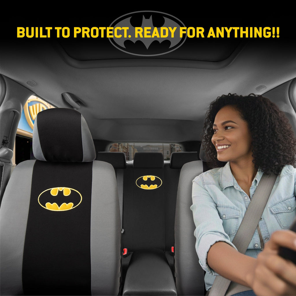 Warner Bros DC Comics 9-Piece Batman Dark Knight Logo Front Seat Covers and Rear Seat Covers