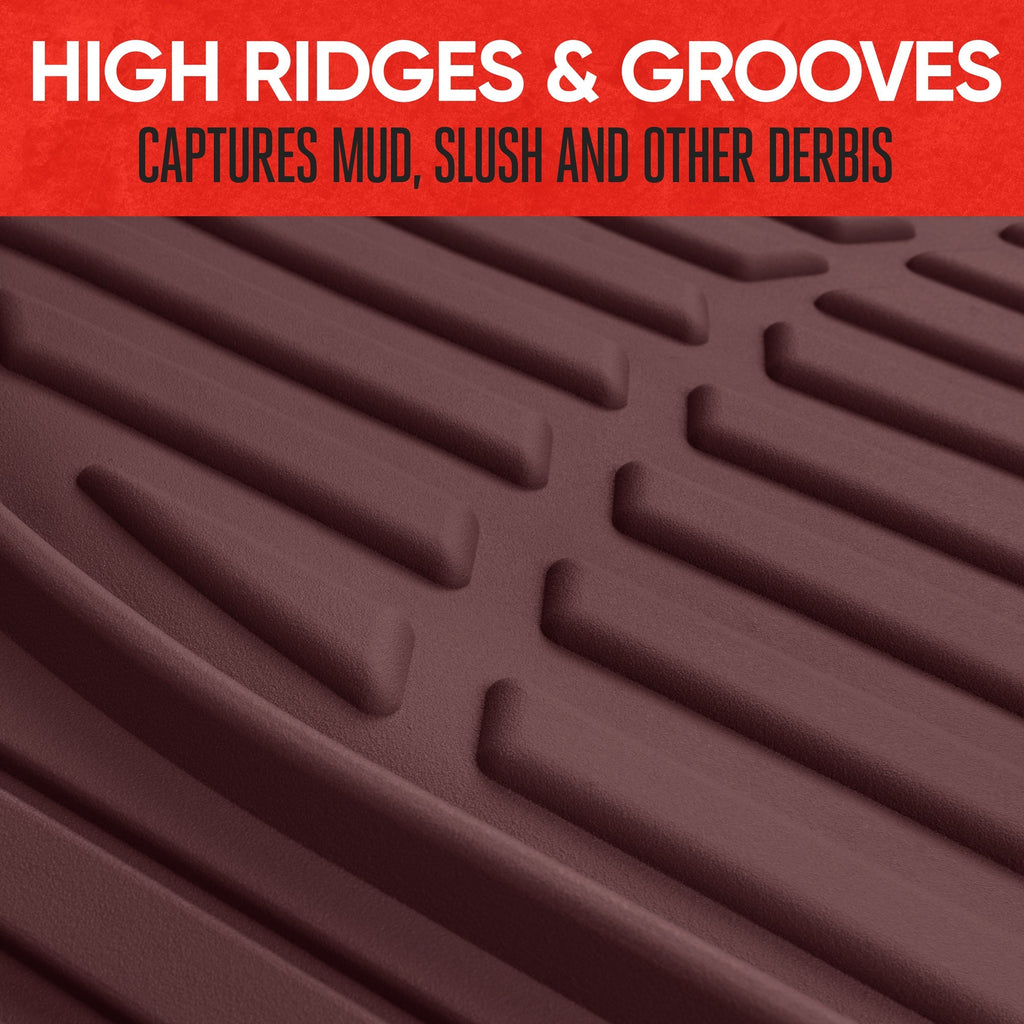 MotorTrend 3-Piece FlexTough Deep Dish Front Floor Mats and Rear Floor Mat - Heavy Duty, All Weather, Trim to Fit