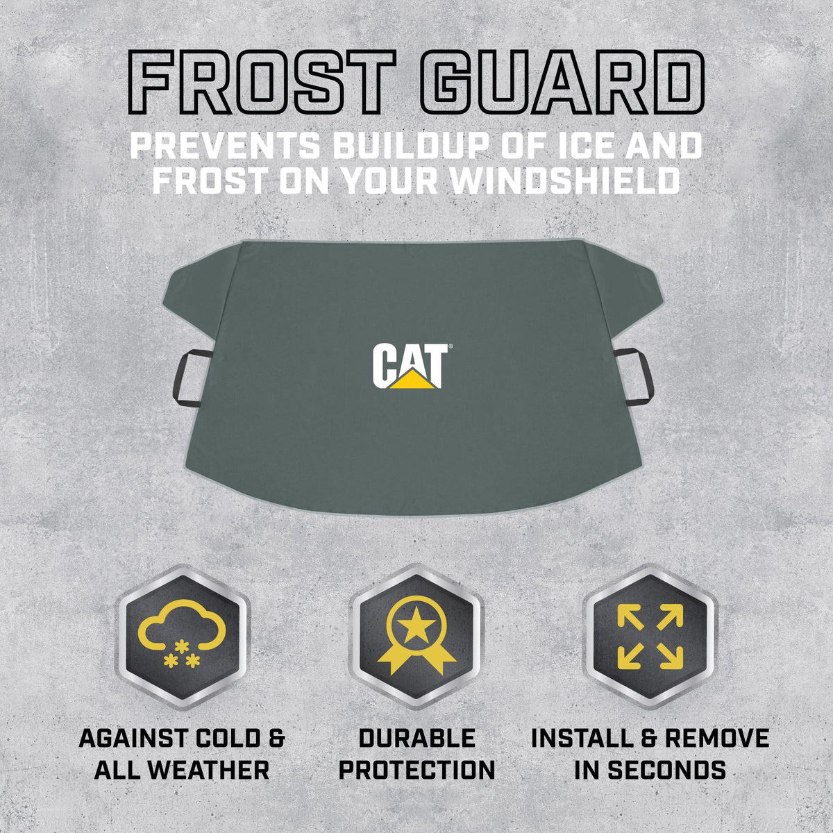 Cat® Windshield Snow Cover, Toughest Car Frost Protector for Ice & Sleet, Weatherproof for Winter, Includes Anti-Theft Straps, Freeze Protector for Auto Car Truck Van SUV